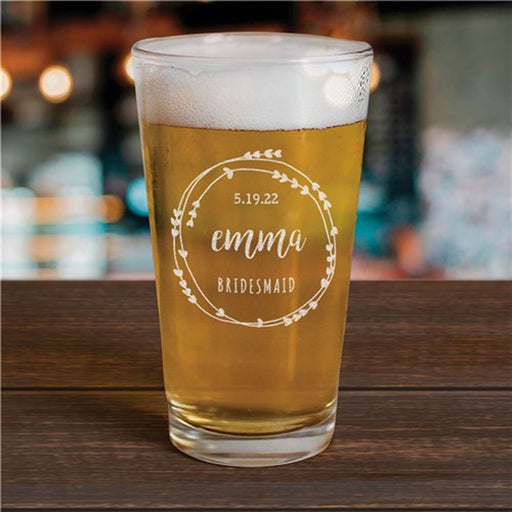 Custom Bridal Party Beer Glass - Personalized Wedding Party Favor - Way Up Gifts