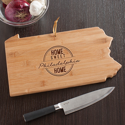 Pennsylvania State Cutting Board - Personalized State Shaped Kitchen Gift - LED Gift Works