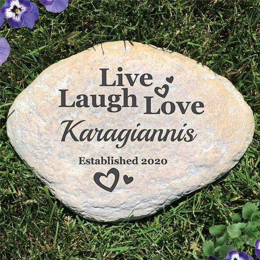 Live Laugh Love Decorative Garden Stone - Realistic Resin Design with Hide a Key - Way Up Gifts