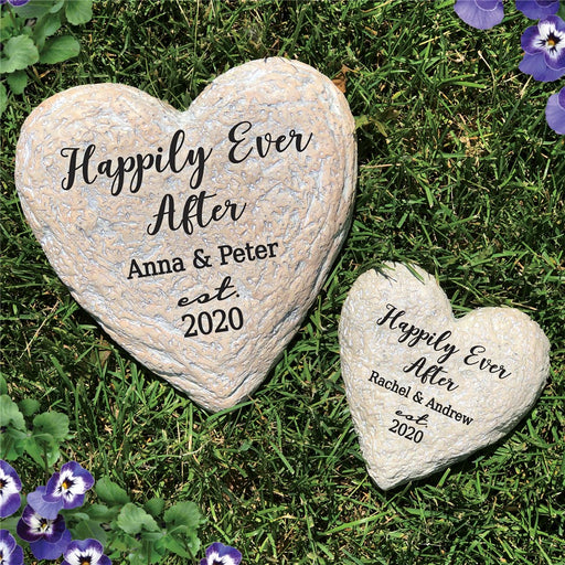 Happily Ever After Heart Wedding Garden Stone - Realistic Resin Design - Way Up Gifts