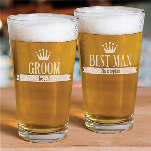 Custom Engraved Pint Glass - Groomsmen Gift - Way Up Gifts
