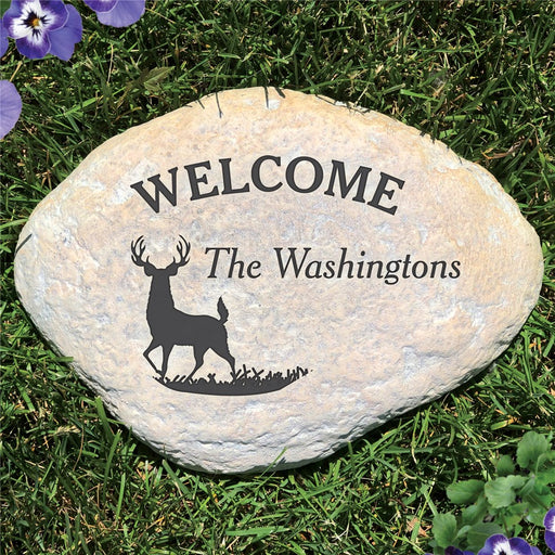 Deer Silhouette Personalized Garden Stone - Realistic Resin Design with Hide a Key - Way Up Gifts