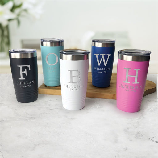Engraved Name And Initial Flourish Tumbler - Way Up Gifts