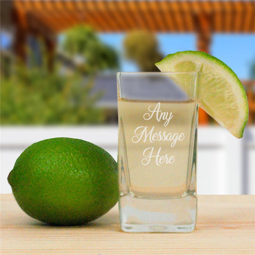Personalized Any Message Script Square Shot Glass - Way Up Gifts