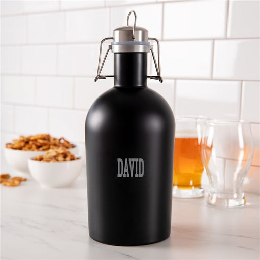 Custom Matte Black 64 oz. Stainless Steel Growler - Engraved with Any Name - Way Up Gifts