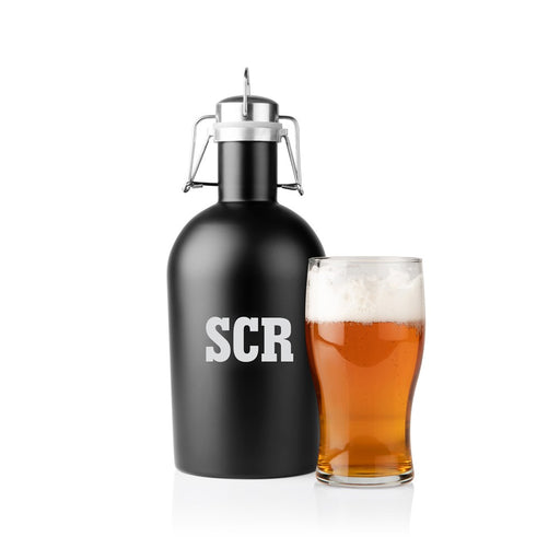 Personalized Matte Black 64 oz. Stainless Steel Growler - Engraved with Initials - Way Up Gifts