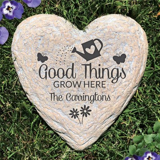 Good Things Grow Here Heart Garden Stone - Realistic Resin Design - Way Up Gifts