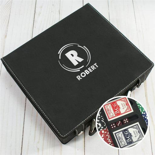 Engraved Poker Set - Personalized Groomsmen Gift with Circular Lines - Way Up Gifts