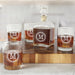 Custom Whiskey Decanter Glass Set - Groomsmen Gift with Striped Circle Design - Way Up Gifts