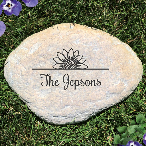 Sunflower Family Name Garden Stone - Realistic Resin Design with Hide a Key - Way Up Gifts