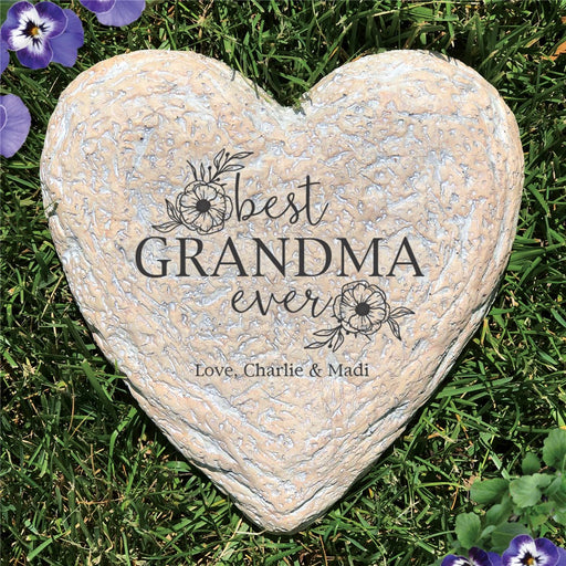 Best Grandma Ever Heart Garden Stone - Realistic Resin Design - Way Up Gifts