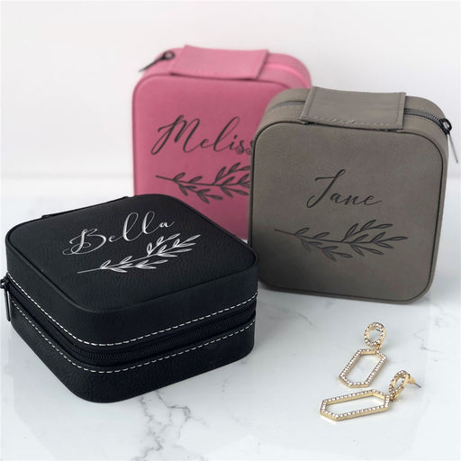 Custom Travel Jewelry Box - Simple Branch & Name Engraved Bridesmaid Gift - Way Up Gifts