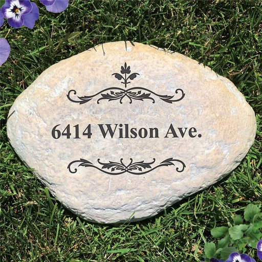Filigree Welcome Address Garden Stone - Realistic Resin Design with Hide a Key - Way Up Gifts