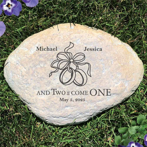Two Become One Wedding Garden Stone - Realistic Resin Design with Hide a Key - Way Up Gifts