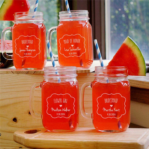 Personalized Mason Jar - Custom Wedding Party Drinkware Favor - Way Up Gifts