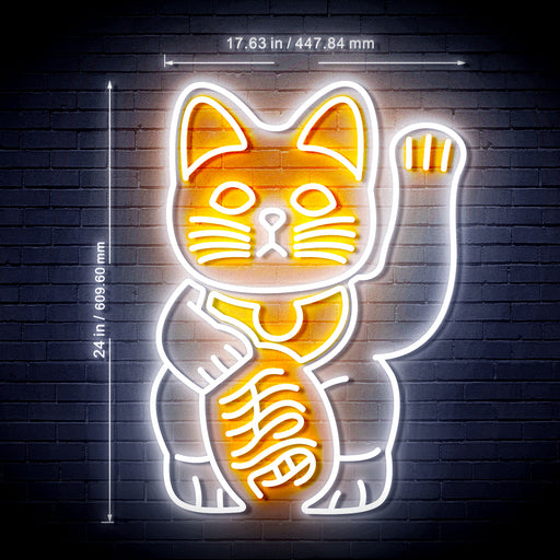 Maneki Neko Lucky Cat Welcome Japan Ultra-Bright LED Neon Sign w/ Remote - Way Up Gifts