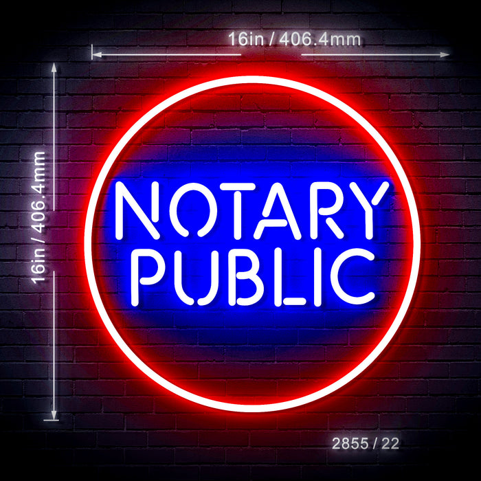 16" Round Notary Public Flex Silicone LED Neon Sign - Way Up Gifts