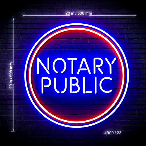 20" Round Notary Public Ultra-Bright LED Neon Sign w/ Remote - Way Up Gifts