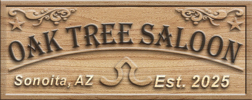 Oak Tree Saloon Custom Wood Sign 3D Engraved Wall Plaque - Way Up Gifts