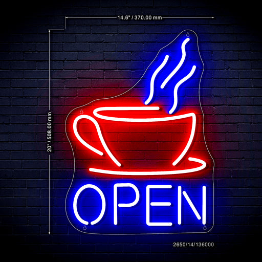 Open Coffee Cup Ultra-Bright LED Sign with Remote (Neon-Style, LED Technology) - Way Up Gifts