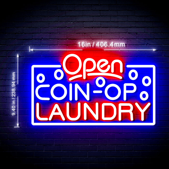 Laundromat Open Coin Operated Laundry Flex Silicone LED Neon Sign - Way Up Gifts