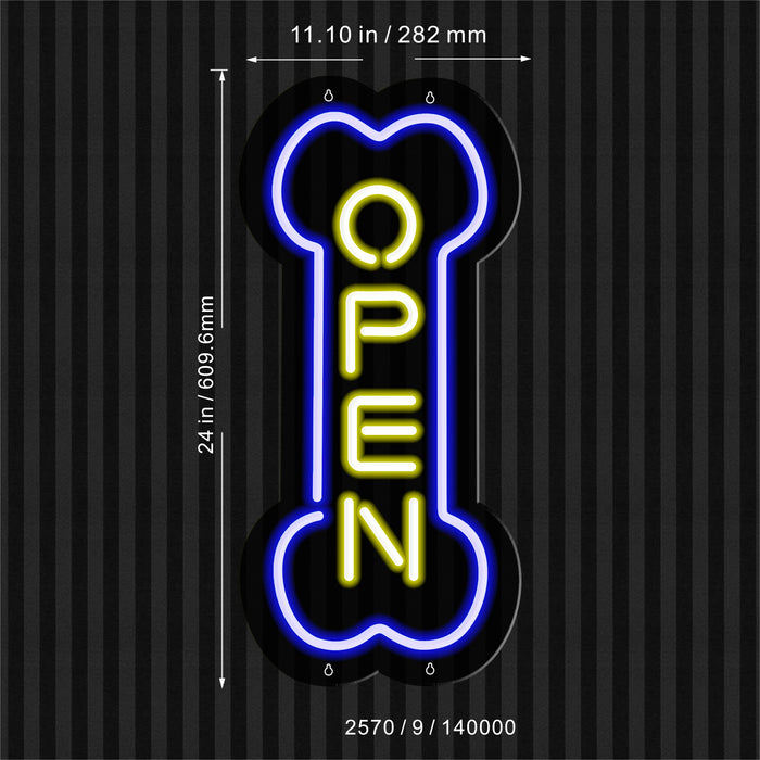 Vertical Open Dog Bone Grooming Pet Shop Ultra-Bright LED Neon Sign w/ Remote - Way Up Gifts
