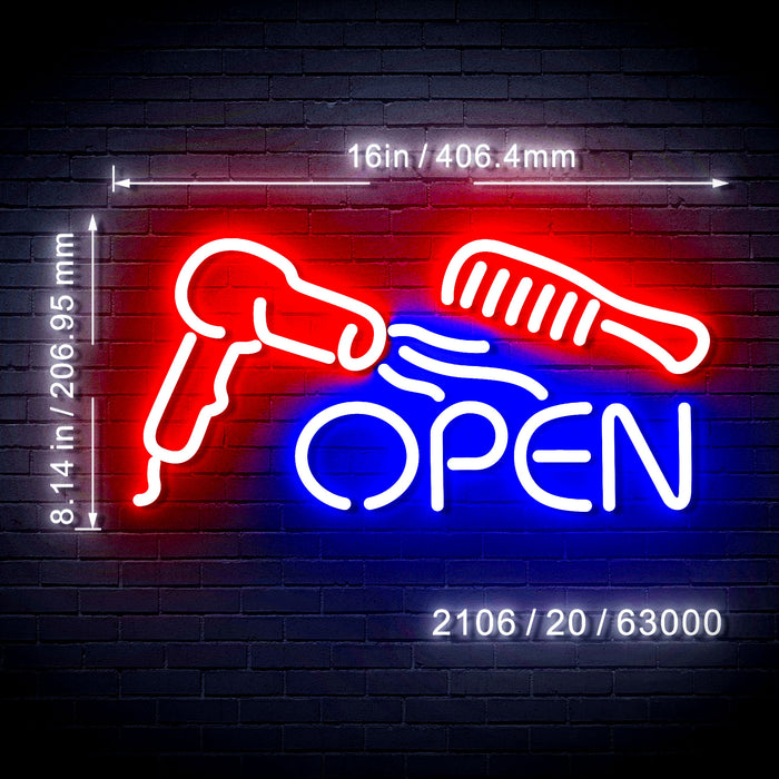 Open Dryer Comb Hair Salon Flex Silicone LED Neon Sign - Way Up Gifts