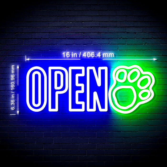 Open Paw Print Dog Grooming Flex Silicone LED Neon Sign - Way Up Gifts