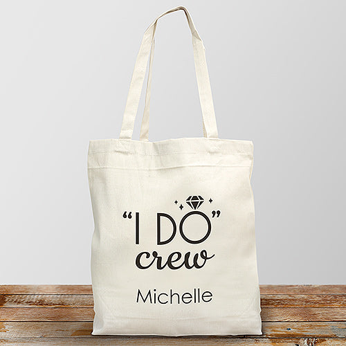 Custom Canvas Tote - Personalized "I Do Crew" Bridal Party Bag - Way Up Gifts