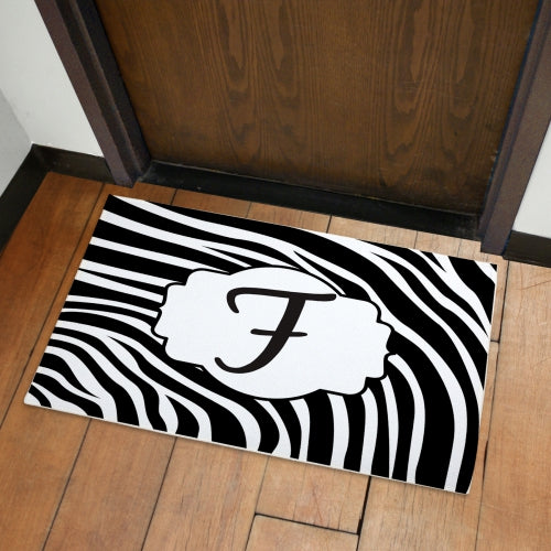 Zebra Print Personalized Welcome Mat - Custom Animal Print Doormat - Way Up Gifts