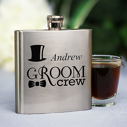 Groom Crew Flask - Personalized Groomsmen Hip Flask - Way Up Gifts