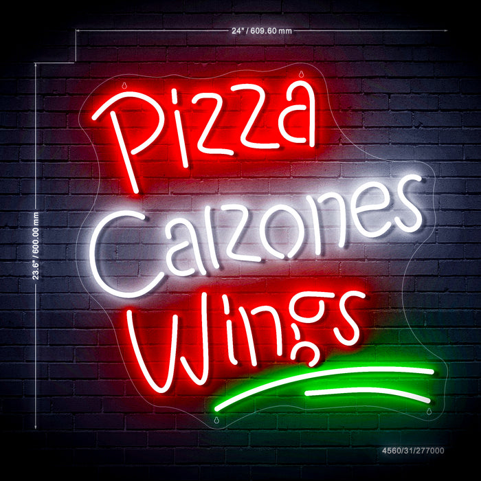 Pizza Calzones Wings Ultra-Bright LED Neon Sign w/ Remote - Way Up Gifts