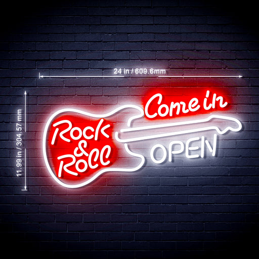 Come in Open Guitar Rock & Roll Ultra-Bright LED Neon Sign - Way Up Gifts