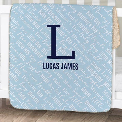 Personalized Baby Name Sherpa Baby Blanket - Custom Name Baby Blanket - Way Up Gifts