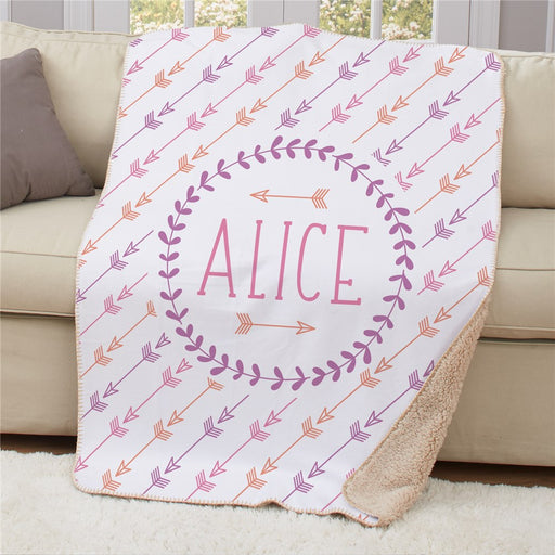 Personalized Arrows Sherpa Blanket 50X60 - Large Arrow Pattern Throw - Way Up Gifts