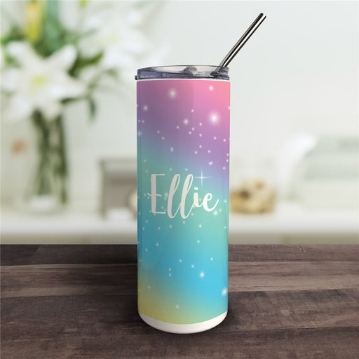 Personalized Rainbow Tumbler with Straw - Way Up Gifts