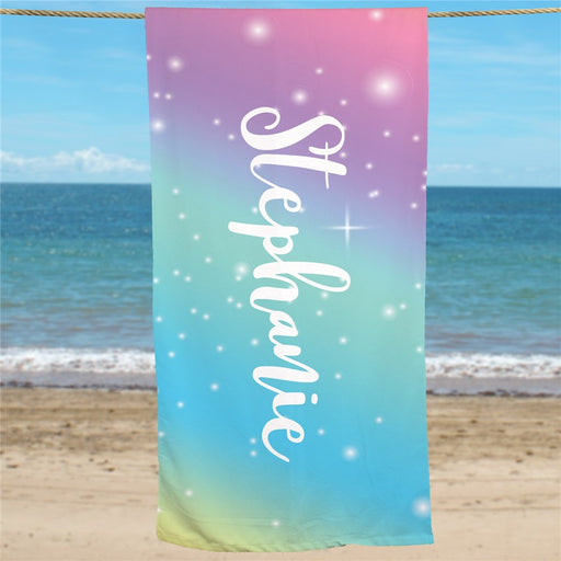 Rainbow Splash Personalized Kids Beach Towel - Way Up Gifts