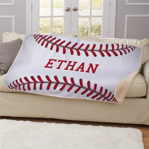 Personalized Baseball Sherpa Blanket - Baseball Fan Custom Blanket - Way Up Gifts