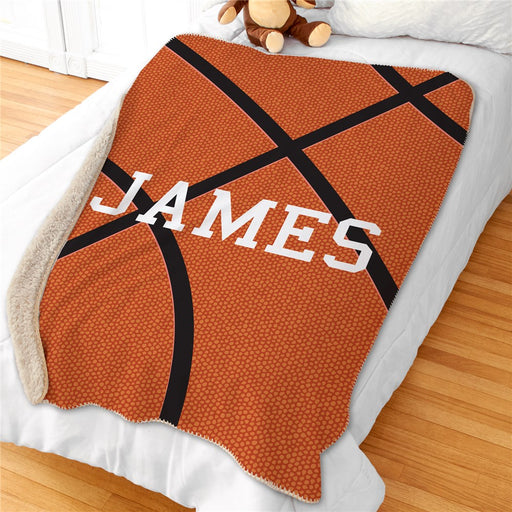 Personalized 50X60 Basketball Sherpa Blanket - Basketball Fan Custom Throw - Sports Blanket - Way Up Gifts