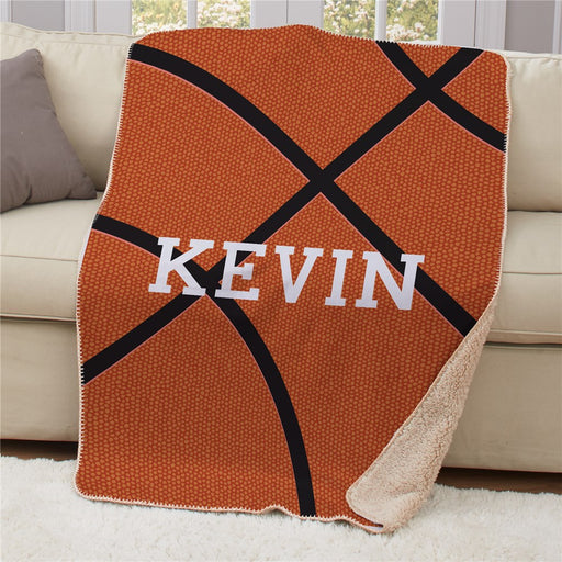 Personalized Basketball Sherpa Blanket - Sports Basketball Fan Throw - Way Up Gifts
