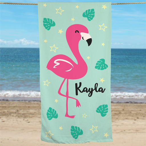 Flamingo Vibes Personalized Pool Beach Towel - Way Up Gifts