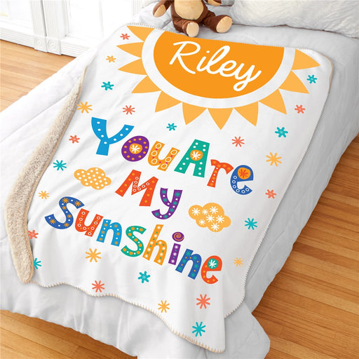 Personalized You Are My Sunshine Sherpa Blanket - Custom Quote Throw Gift - Way Up Gifts