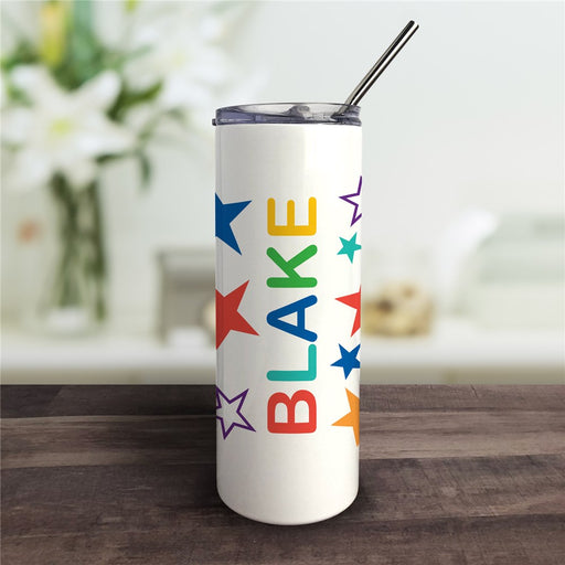 Personalized Name with Stars Tumbler with Straw - Way Up Gifts