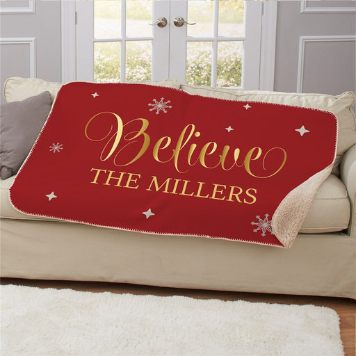 Personalized Believe 50X60 Sherpa Blanket - Large Inspirational Blanket - Way Up Gifts