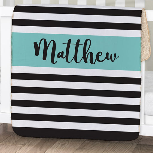 Personalized Baby Stripes Baby Blanket - Cute Striped Baby Throw - Way Up Gifts