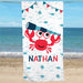 Crabby But Cute Summer Beach Towel - Personalized Name - Way Up Gifts