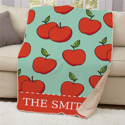 Personalized Apples Sherpa Blanket - Autumn Apple Pattern Blanket - Way Up Gifts