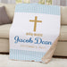 Personalized Baptism Gingham Sherpa Blanket - Religious Baptism Gift Blanket - Way Up Gifts