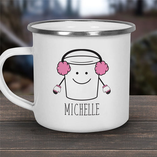 Winter Marshmallow Camper Mug - Personalized Holiday Mug with Snow Theme - Way Up Gifts