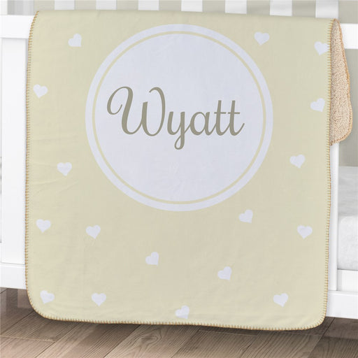 Personalized Baby Hearts Sherpa Blanket - Heart Pattern Baby Blanket - Way Up Gifts